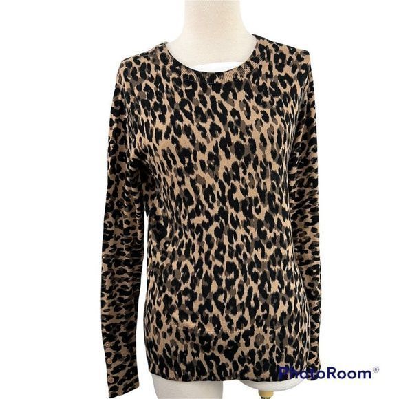 NWT HALOGEN Taupe Animal Print Crew Neck Sweater‎ (S) - Picture 7 of 7